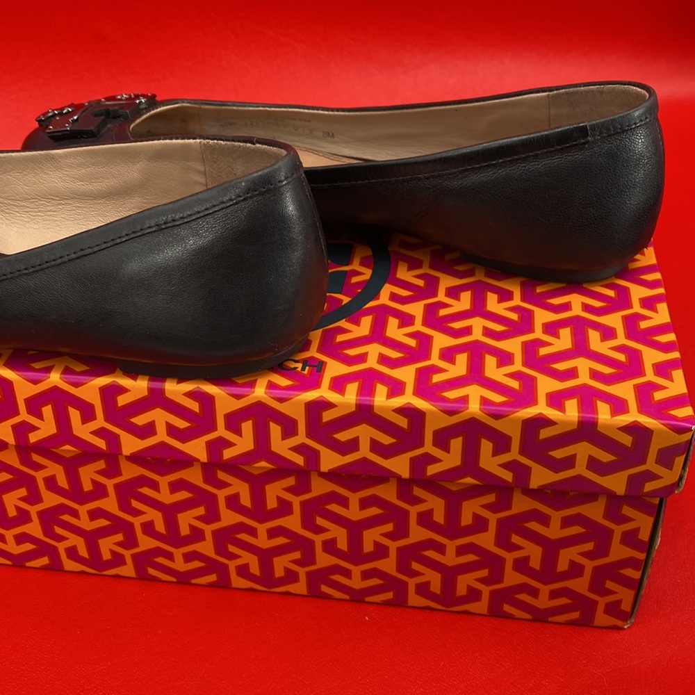 Tory Burch Lowell Black Leather Flats size 8M - Picture 16 of 16